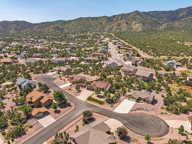 bird's eye view with a mountain view