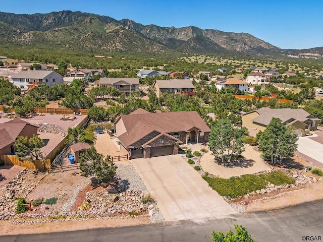 aerial view with a mountain view