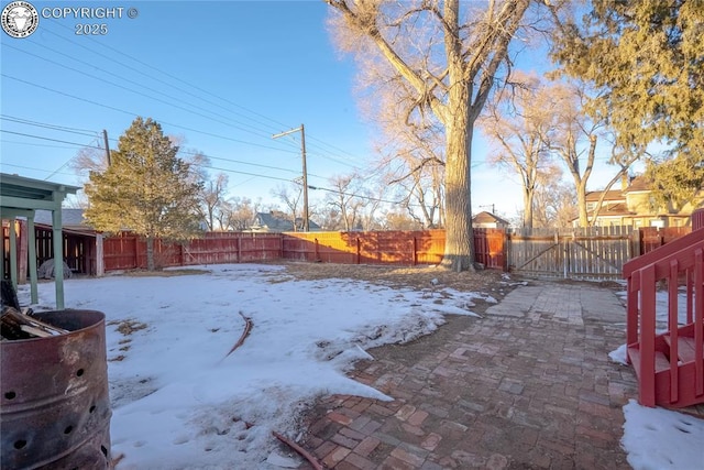 view of yard covered in snow