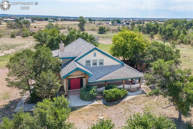 drone / aerial view with a rural view