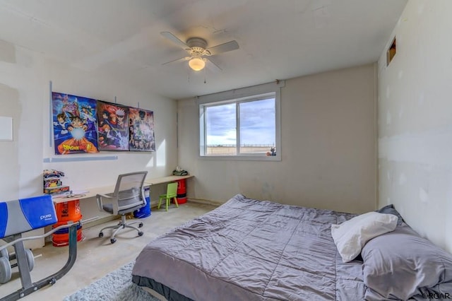 bedroom featuring ceiling fan