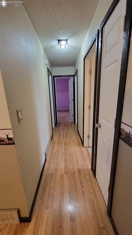 305 Meadowlark Cir, Florence, CO 81226 - hall with light wood-type flooring and a textured ceiling