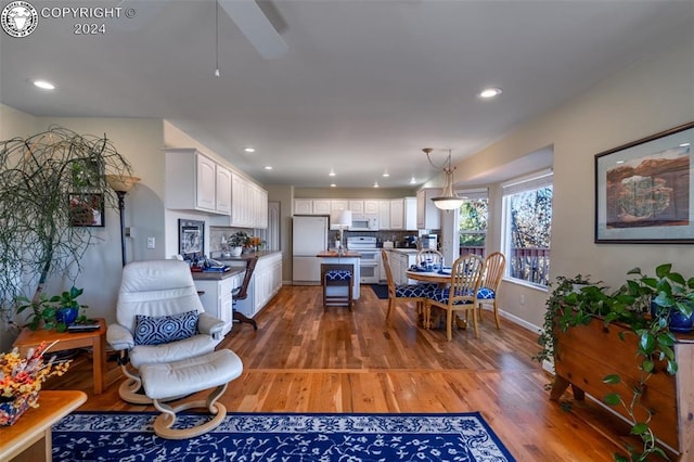 living room featuring light hardwood / wood-style flooring