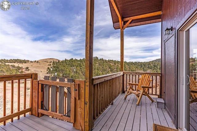 deck featuring a mountain view