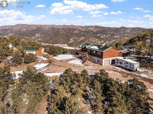 drone / aerial view with a mountain view