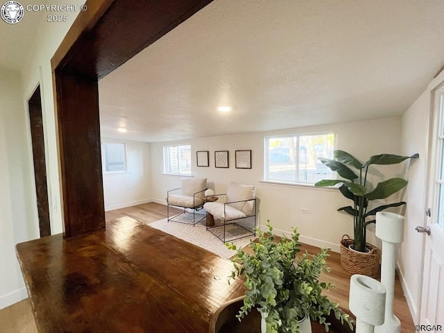 sitting room featuring wood finished floors and baseboards