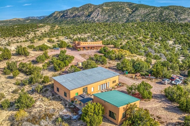 birds eye view of property with a mountain view