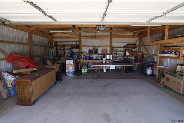 garage with a garage door opener