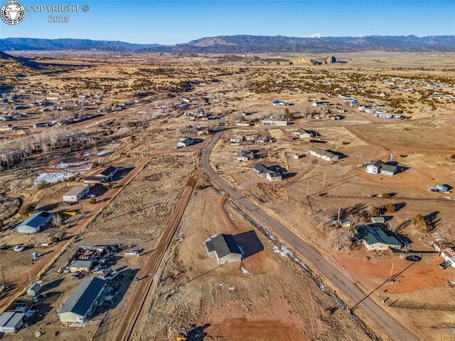 aerial view with a mountain view