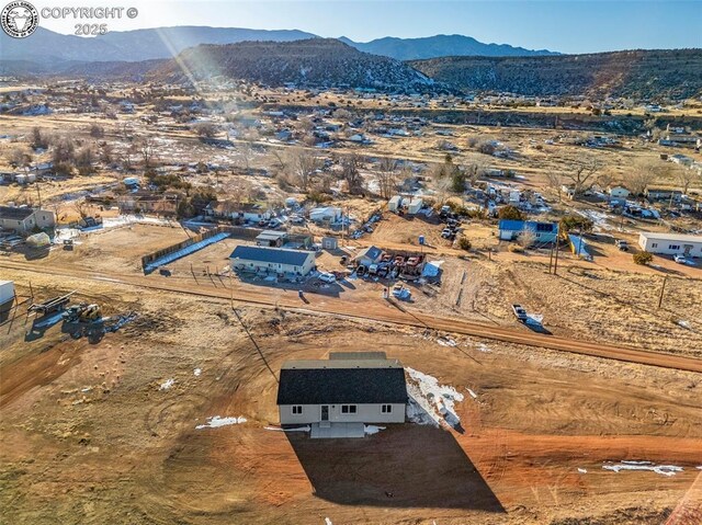 aerial view with a mountain view