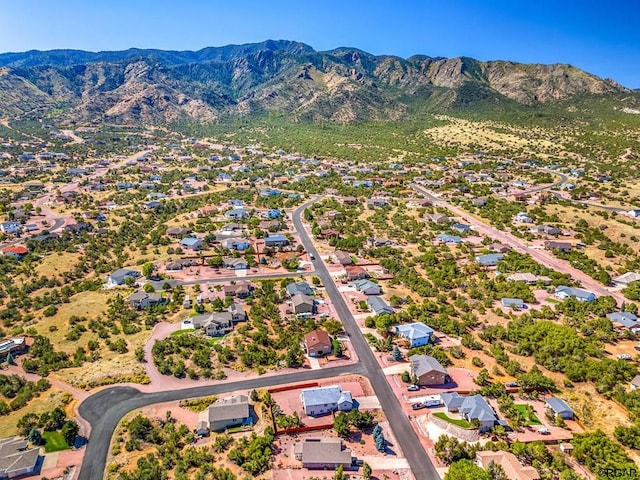 bird's eye view with a mountain view