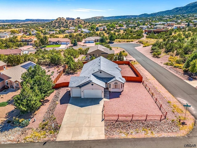 aerial view featuring a mountain view