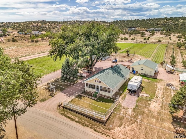 aerial view featuring a rural view