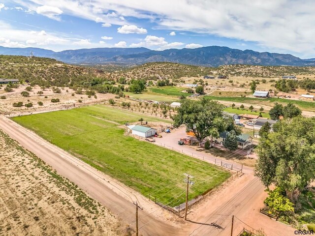 aerial view featuring a mountain view