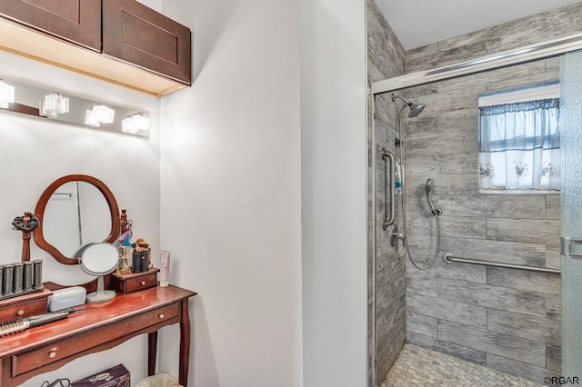 bathroom featuring walk in shower