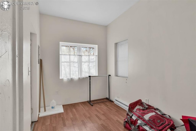 interior space with light hardwood / wood-style flooring