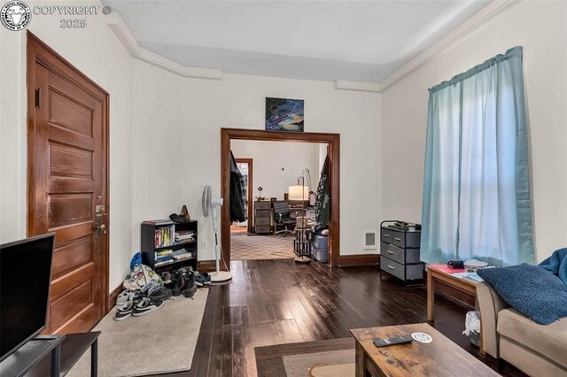 living area featuring dark hardwood / wood-style floors