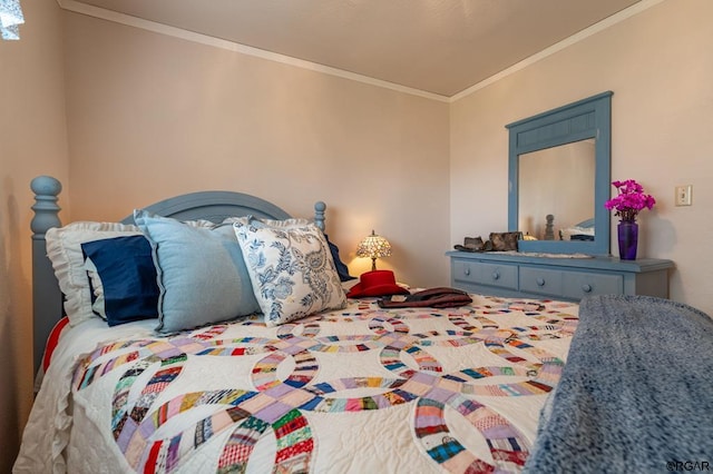 bedroom with crown molding