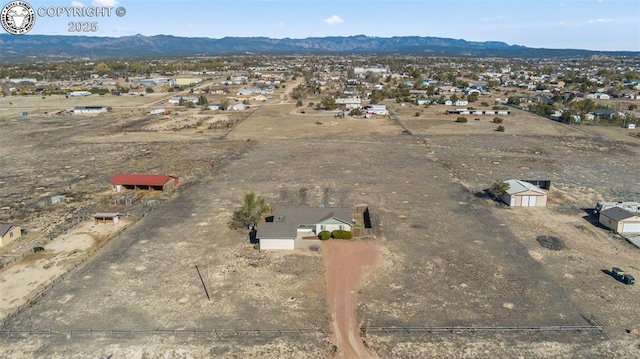 aerial view with a mountain view