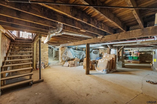 basement with water heater