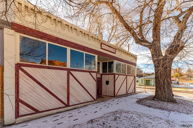 view of snow covered exterior