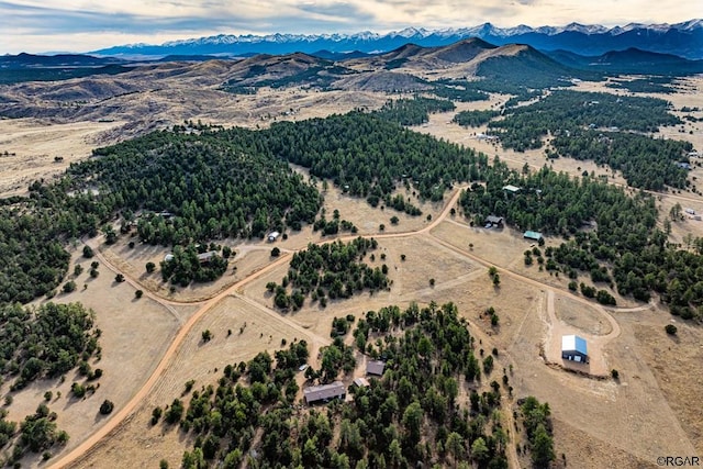 aerial view with a mountain view