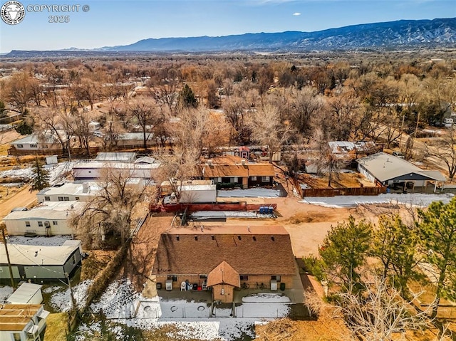 aerial view with a mountain view