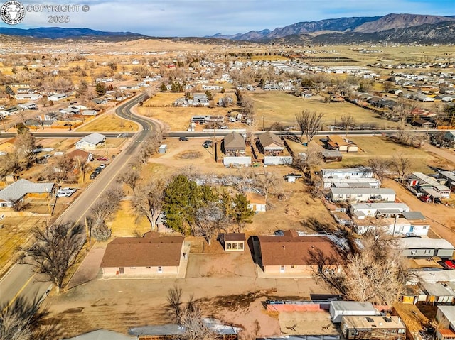 aerial view featuring a mountain view