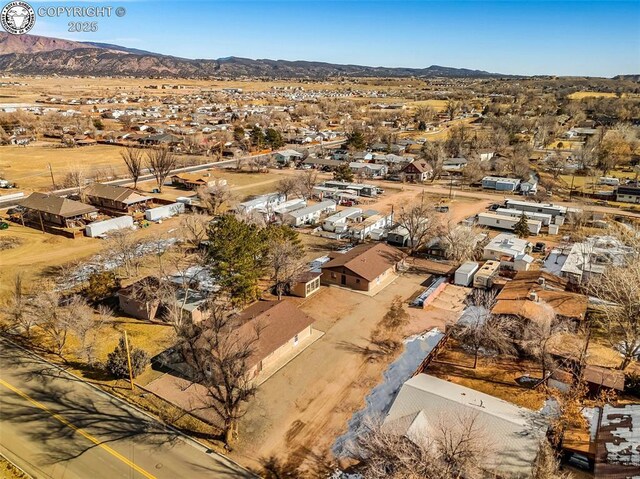 bird's eye view featuring a mountain view