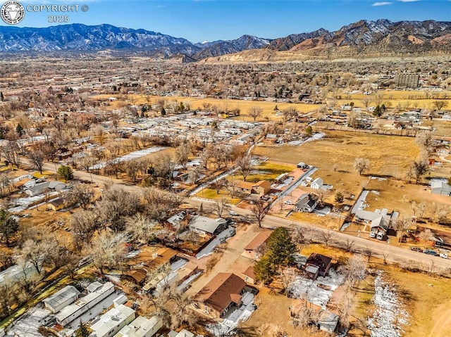 aerial view featuring a mountain view