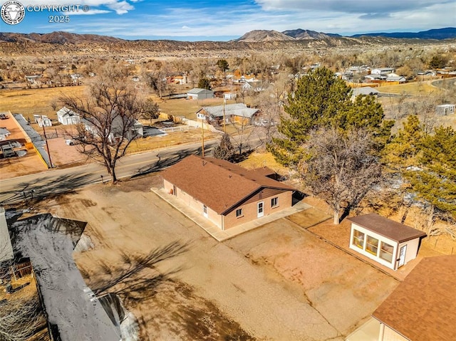 aerial view with a mountain view