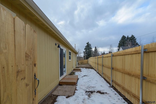 view of snowy exterior