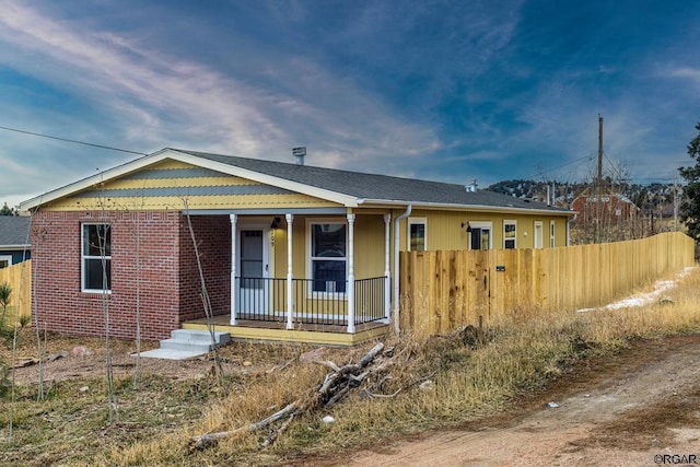 view of front of house featuring covered porch