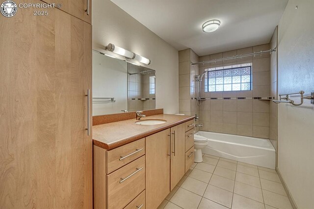 750 Roundup Rd, Westcliffe, CO 81252 - bathroom with toilet, vanity, shower / bathing tub combination, and tile patterned flooring