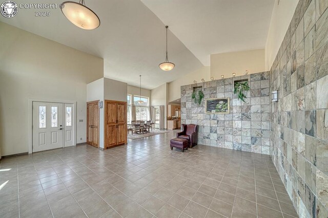 750 Roundup Rd, Westcliffe, CO 81252 - tiled entrance foyer with high vaulted ceiling and plenty of natural light