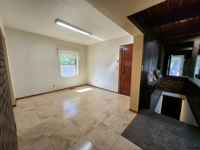 kitchen with light tile patterned floors