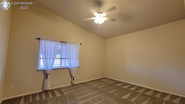 1002 Cedarcrest Dr, Pueblo, CO 81005 - carpeted empty room featuring ceiling fan and lofted ceiling