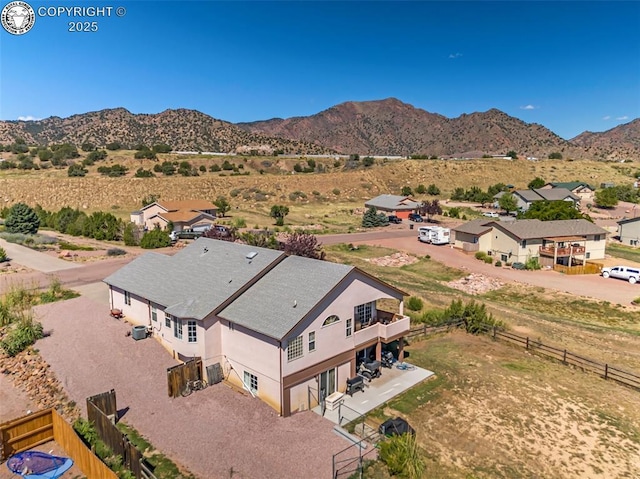 drone / aerial view with a mountain view