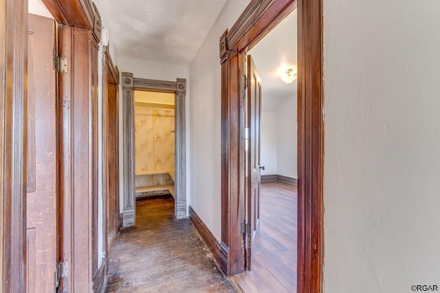 hall featuring dark hardwood / wood-style floors