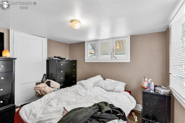 bedroom with a textured ceiling