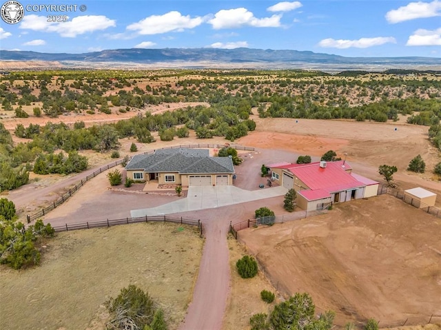 aerial view with a mountain view