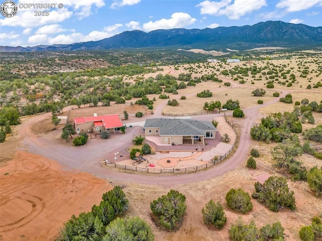 bird's eye view with a mountain view