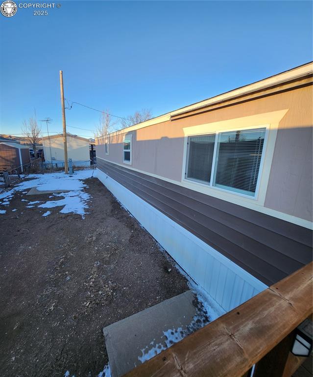 view of snow covered exterior