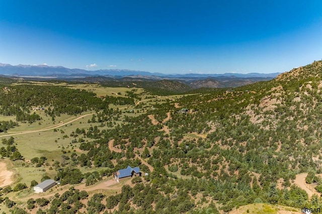 aerial view with a mountain view