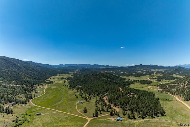 drone / aerial view featuring a mountain view