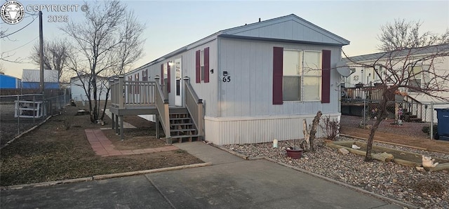 view of property exterior at dusk