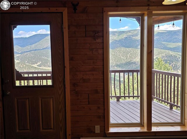 612 Lowry Ln, Canon City, CO 81212 - entryway with a mountain view and wooden walls