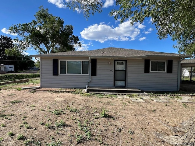 view of single story home