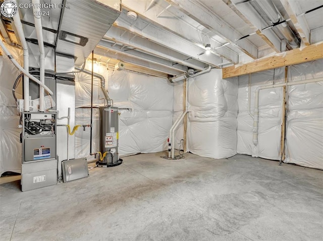 basement with water heater