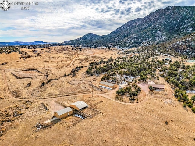 aerial view featuring a mountain view